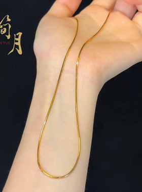 爆闪蛇骨项链亮面不掉色M扣头锁骨链柔软简约镜面项链个性配饰品