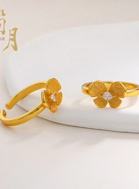 轻奢复古新中式拉丝蝴蝶兰戒指甜美气质高级百搭时尚感精致食指戒