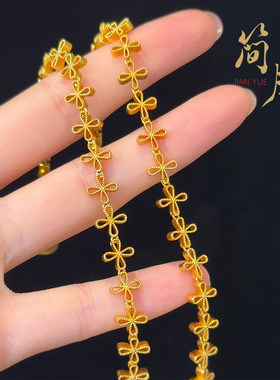 沙金四叶花镂空手链久不掉色蕾丝满圈小花简约手串轻奢设计感饰品