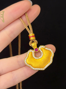 沙金diy配件拉丝镶钻福锁红心平安锁吊坠强保色手链吊坠项链配饰