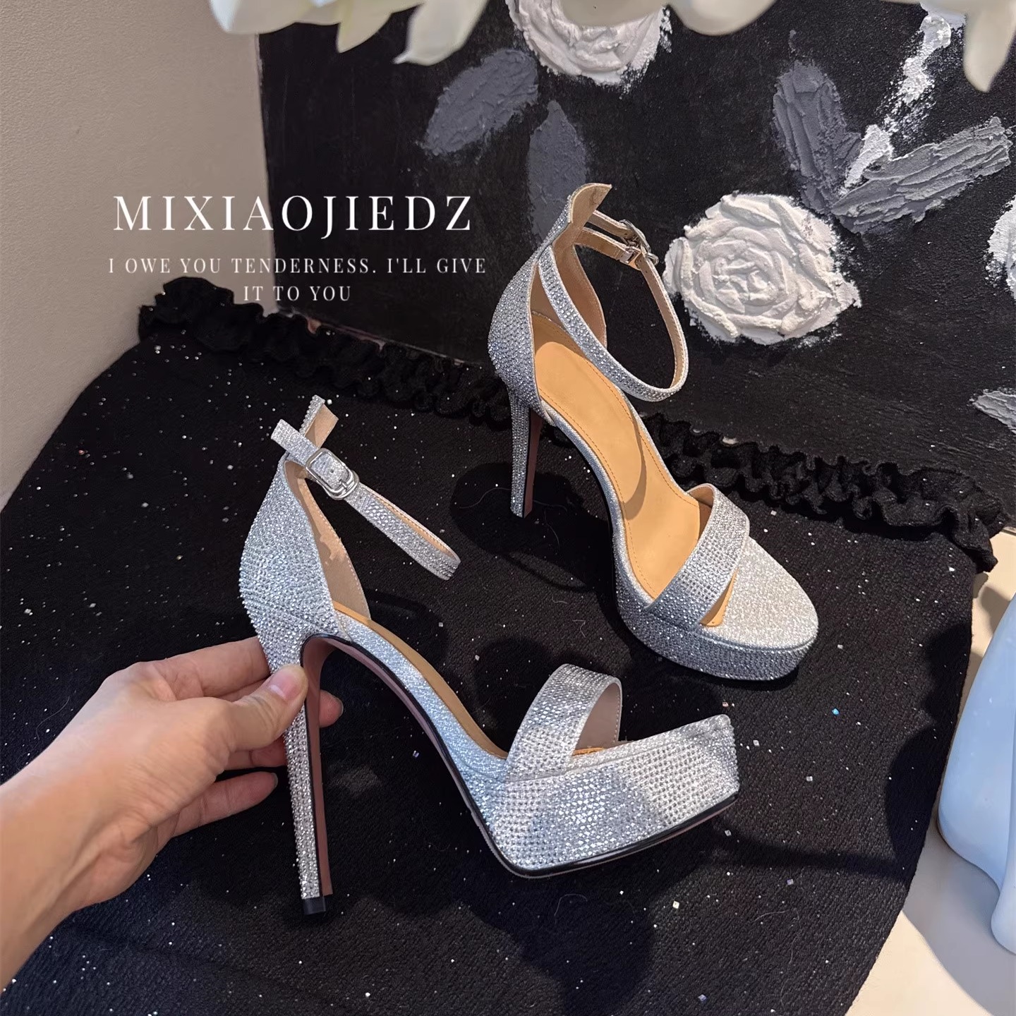 米小姐2025新款欧美超细高跟凉鞋