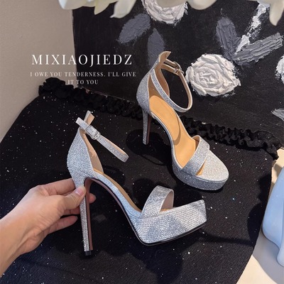 米小姐2025新款欧美超细高跟凉鞋