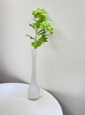 白色玉净瓶插花器家居摆件玻璃ins复古细口手工观音瓶供佛禅意