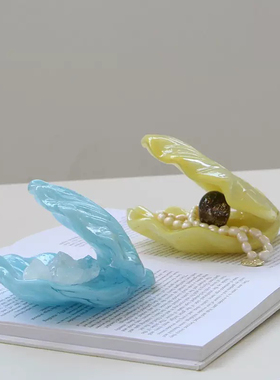 ins玻璃贝壳首饰盒创意桌面摆件可爱女生情人节生日礼物收纳盒托