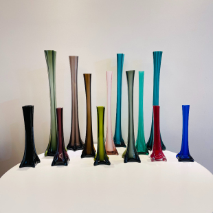 复古ins风彩色细口花瓶外贸出口手工玻璃格调花器软装 饰品