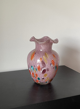 北欧紫色紫气东来系彩点玻璃花瓶家庭水培插花绿植花器电视柜摆件