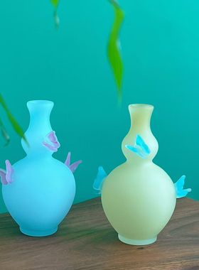 中古风创意手工蝴蝶葫芦花瓶高级感软装家居软装送礼装饰品个性