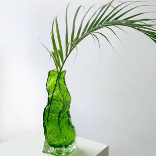 外贸出口花瓶绿色扭扭异形设计师款 花器高30.5口4秒杀
