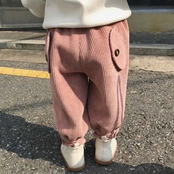 儿童裤子秋冬男女童裤婴儿灯芯绒裤子宝宝休闲韩版大PP裤潮长裤冬