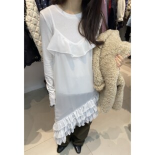 L少女 Tessbrii叠穿吊带裙 不规则木耳边荷叶边连衣裙女中长裙