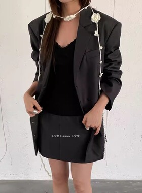 ins钩织花朵腰带 小众纯手工立体钩花项链时髦颈链配裙子202636