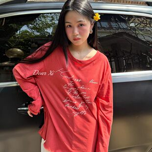 1131 L少女 tee 色彩感休闲字母印花2026年百搭圆领长袖 DEAR.XI