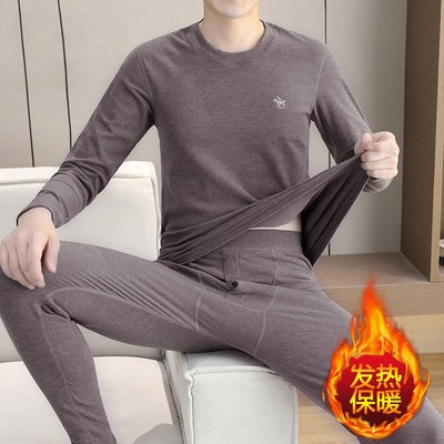 刺绣德绒保暖内衣男款加