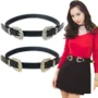 Cổ điển hai đầu chạm khắc thời trang bạc khóa nữ pin khóa thắt lưng nữ giản dị quần hoang dã đai đen châu Âu và Mỹ đai mỏng - Thắt lưng nịt bụng latex