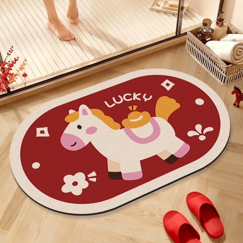 马年浴室地垫喜庆家用化妆室门口吸水防滑脚垫厕所淋浴房速乾地毯,居家布艺,家用脚垫,淘宝优惠券,粉丝福利购,淘宝优惠卷