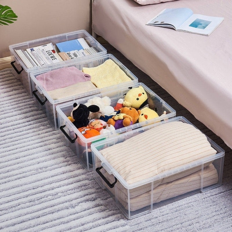 ��底收纳箱扁平透明塑料衣物整理家用箱��下收纳盒加厚矮款收纳箱