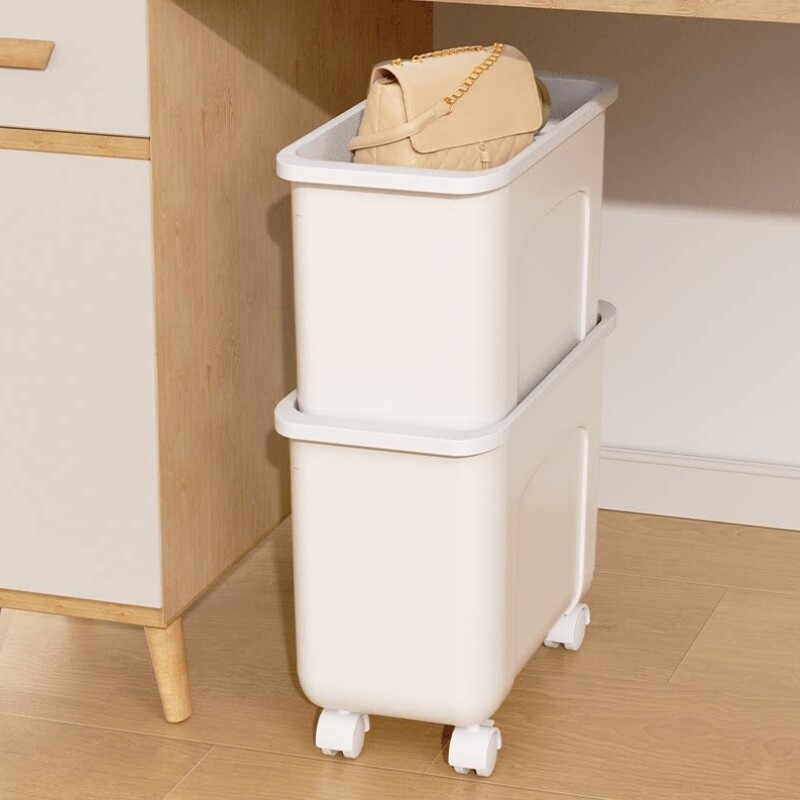 办公室工位神器放包收纳盒桌下家用窄款零食带轮衣服防尘柜子宿舍