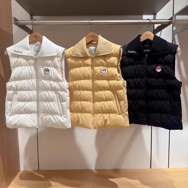 25冬季高尔夫女士立领纯色无袖背心运动保暖舒适翻领减龄golf马甲