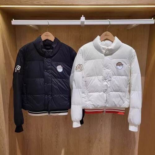 韩版高尔夫立领面包服羽绒服女士短款运动外套条纹袖口保暖外套
