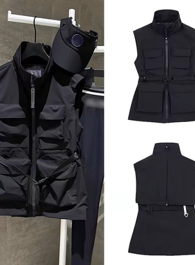 24新款春秋原单高尔夫女士服装拉链立领收腰长款工装运动T恤马甲