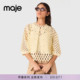 淡黄色镂空网格仿钻饰钩针针织衫 Maje2026春季 法式 时尚 新款 女装