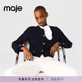 新款 可拆卸领单排扣深蓝色长袖 女装 Maje2026春季 法式 时尚 针织开衫