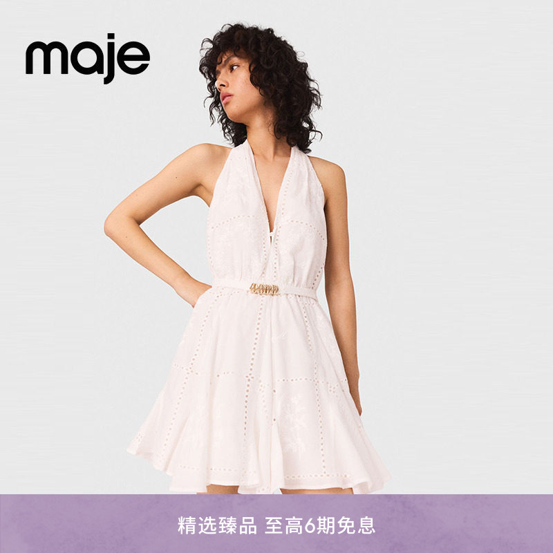 Maje时尚修身短款挂脖连衣裙图片