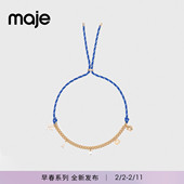 饰编织拼接金色女式 Maje2026春季 项链 时尚 仿钻吊坠装 新款 女士法式