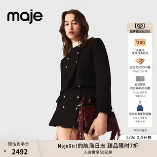 末7折Maje2025秋冬款 黑色双排扣短款 女装 时尚 外套 摩登都市法式 季