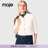 针织衫 Maje情人节礼物2026春季 法式 单排金色扣翻领短款 新款 女装