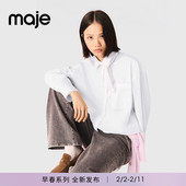 2026春季 蕾丝装 新款 Maje博主同款 女装 法式 饰娃娃领蝴蝶结系带衬衫