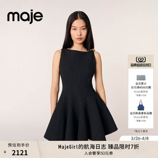 修身 季 花呢连衣裙 短款 气质圆领无袖 末7折Maje2025秋冬女装 法式