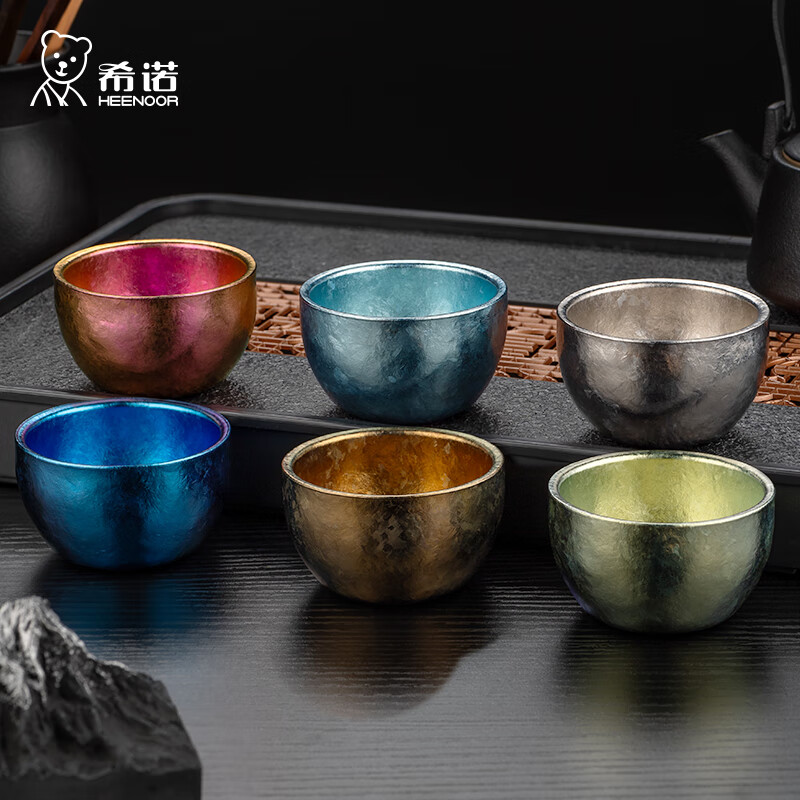 希诺纯钛小茶杯男女士泡茶高档养生水杯便携商务办公礼品钛杯子