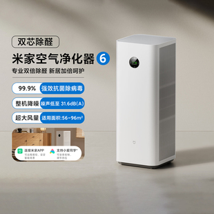 米家空气净化器6双芯除醛 家用双倍除甲醛宠物吸烟过敏降噪净化机