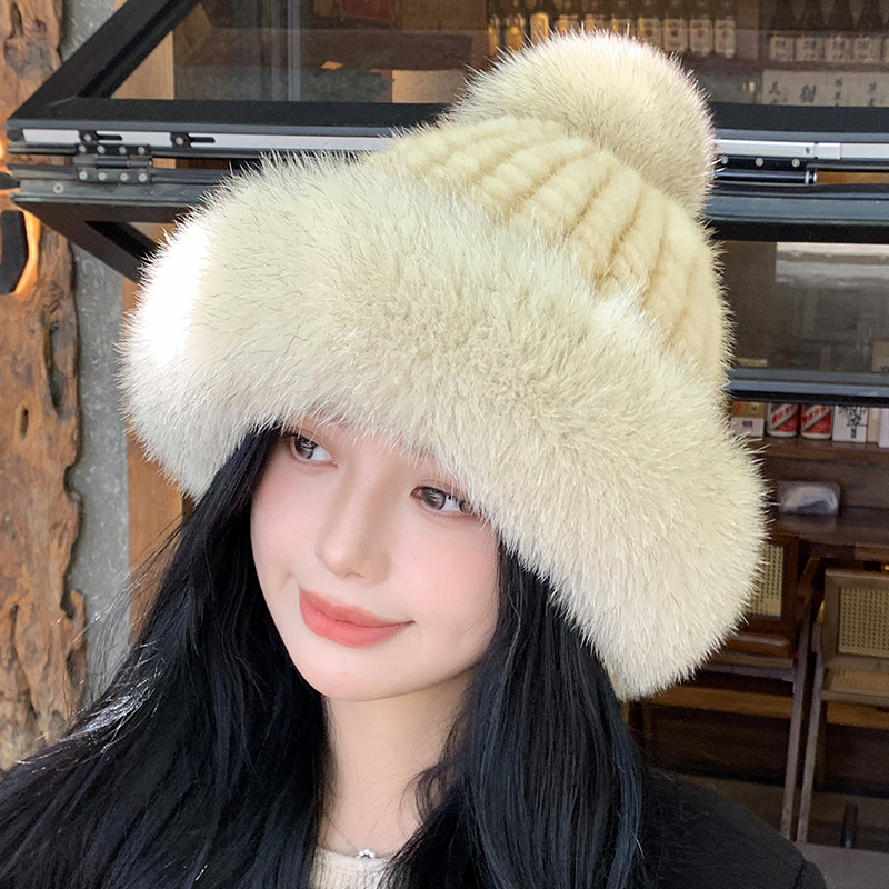 水貂毛帽子狐狸毛渔夫帽保暖盆帽