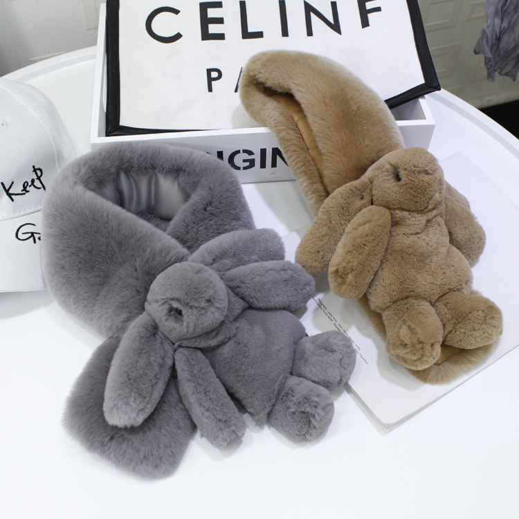 cc家敲可爱獭兔毛加厚皮草围巾