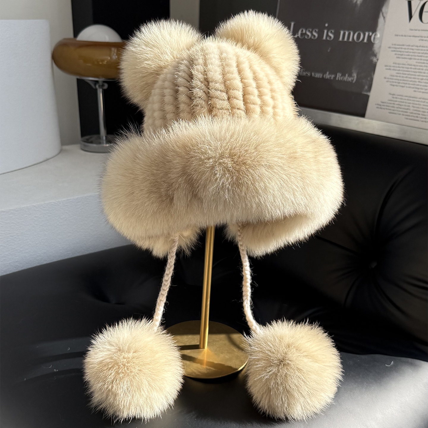 可爱水貂毛甜美护耳帽狸毛雷锋帽