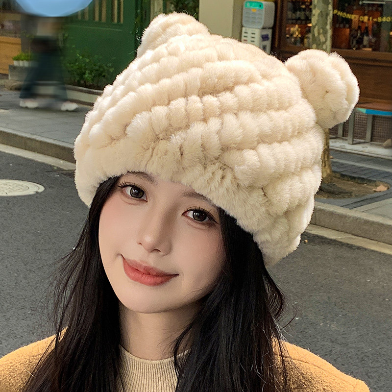 真獭兔毛皮草小熊帽子加厚毛毛帽防寒保暖护耳帽毛绒针织帽包头帽,服饰配件/皮带/帽子/围巾,帽子,淘宝优惠券,粉丝福利购,淘宝优惠卷