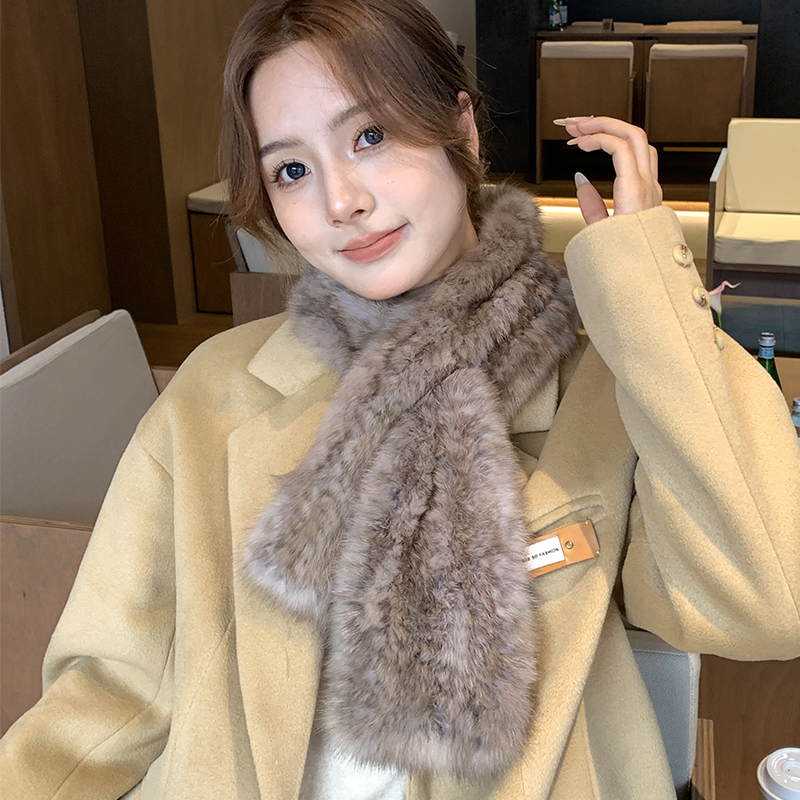 秋冬季保暖紫貂毛女皮草围巾围脖