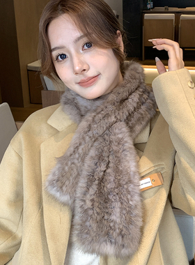 秋冬季保暖紫貂毛女皮草围巾围脖
