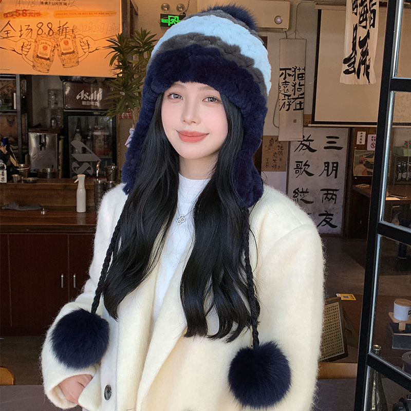 兔毛帽子护耳雷锋帽加厚保暖盆帽