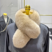 韩国真狐狸毛围巾双面加厚保暖护颈皮草围脖简约气质款 百搭毛领子