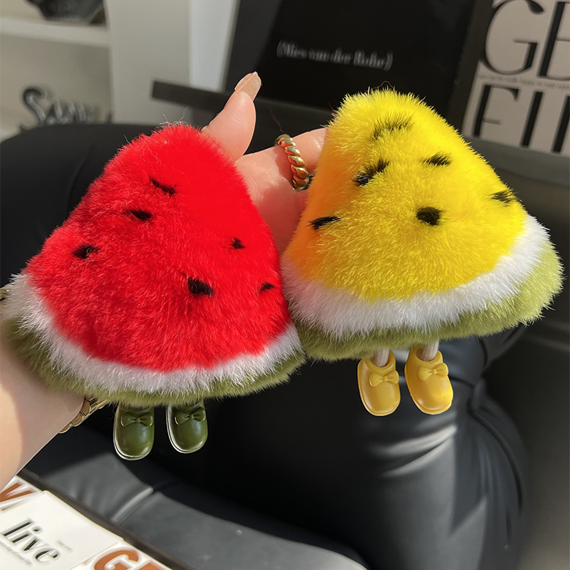 CC家皮草可爱西瓜钥匙扣挂饰