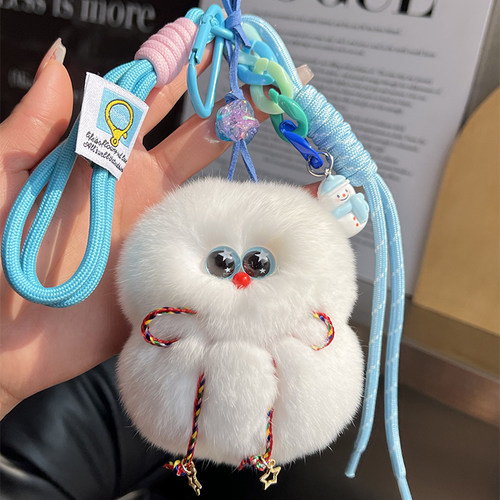 CC皮草可爱小雪人钥匙扣包包挂件