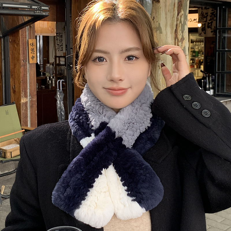 韩国獭兔毛围巾皮草围脖毛领子女