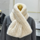 韩国真獭兔毛编织围巾双面加宽加厚皮草保暖围脖简约百搭毛领子女