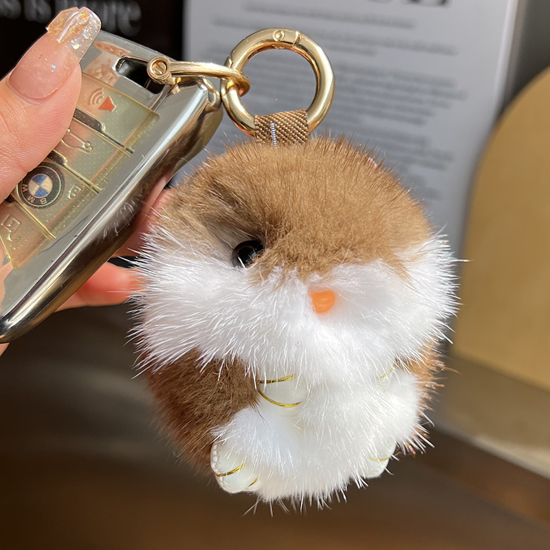 cc皮草可爱小仓鼠钥匙扣包包挂件