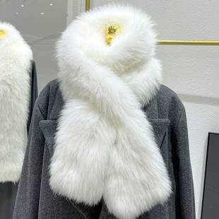 真狐狸毛编制围巾冬季 气质百搭毛领子毛茸茸皮草围脖 加厚保暖韩版