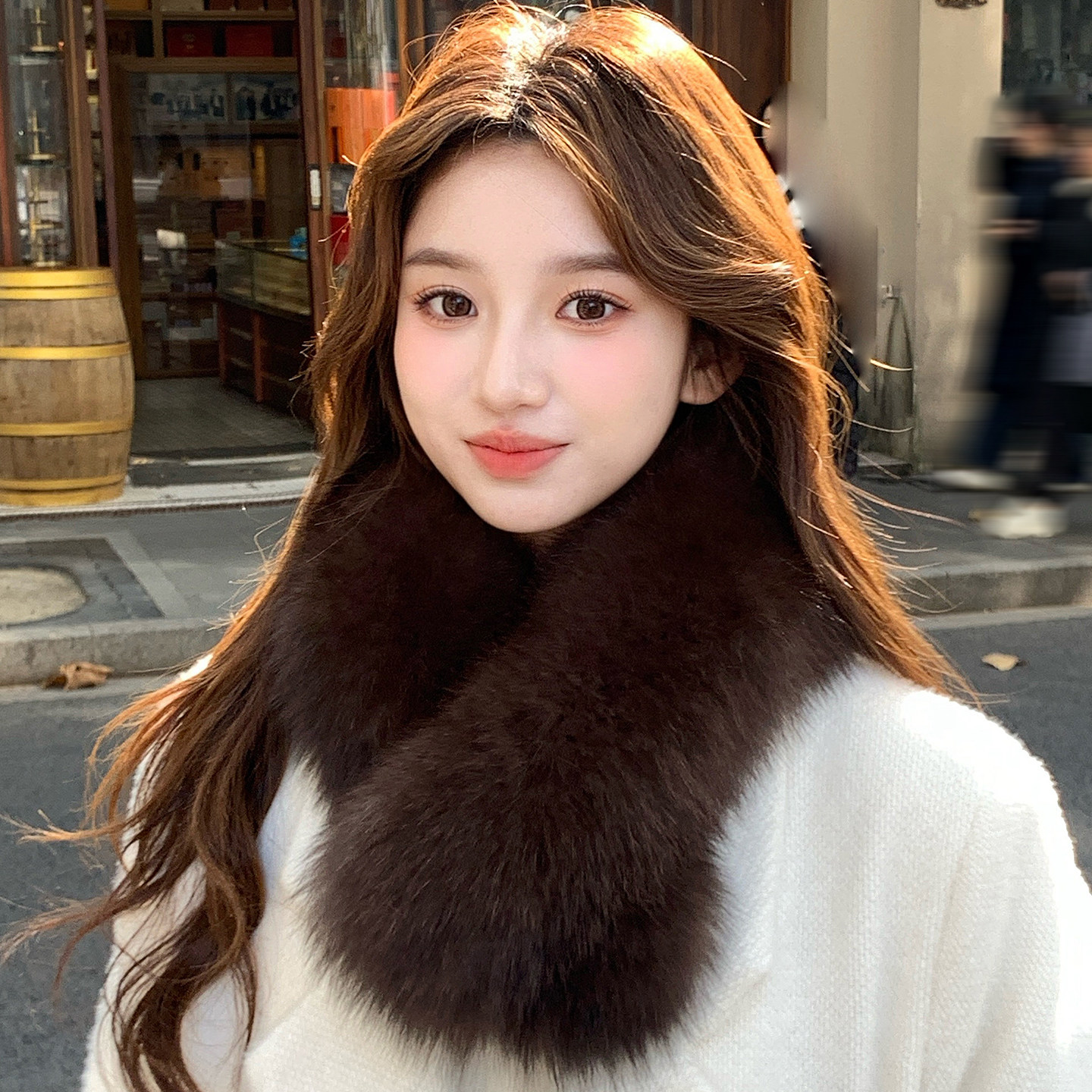 真狐狸毛围巾双面毛围脖毛毛领子