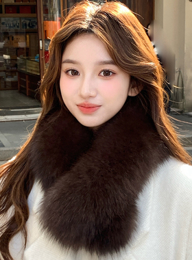 真狐狸毛围巾整皮韩版加厚保暖双面毛毛围脖獭兔毛内衬真毛毛领子